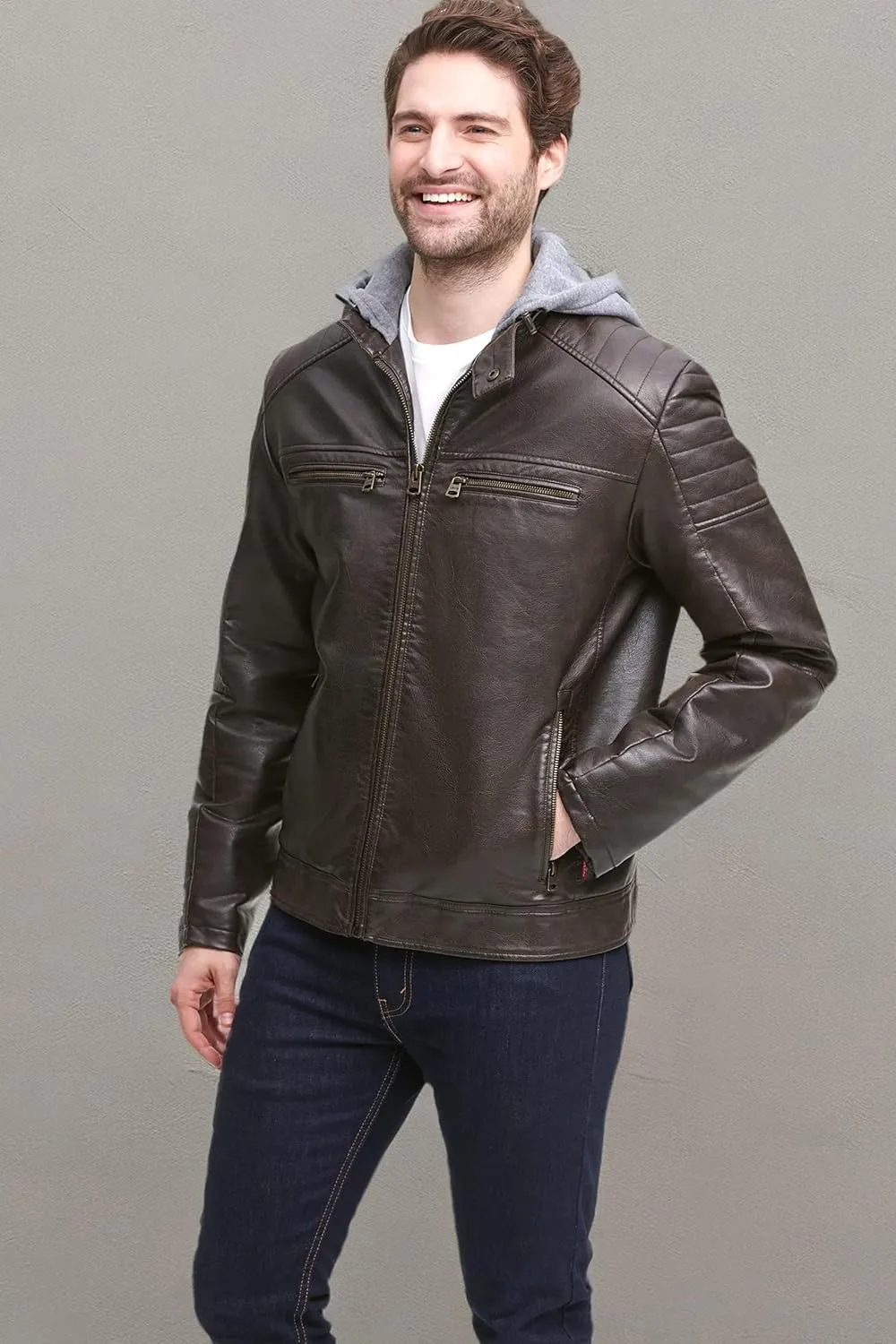 Levi's mens Faux Leather Racer Jacket