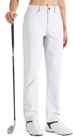 Libin Womens Golf Pants 31" Stretch Straight Leg Dress Work Slacks Office Business Casual Pants for Hiking Travel Lightweight,White 10