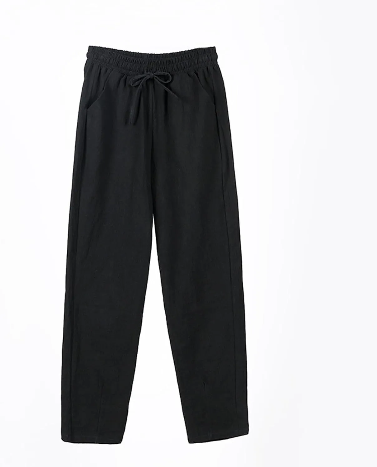 Linen Cropped Pants Women Straight Leg Elastic Waist Drawstring Casual Pants with Pockets 2025 Summer Beach Outfits