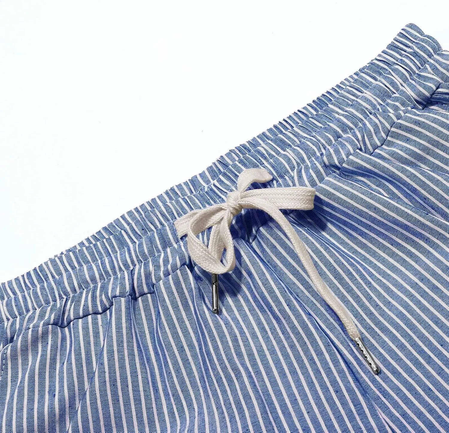 Linen Pants for Women 2025 Striped Drawstring Button Down Straight Wide Leg Trousers Casual Loose Baggy Ankle Pants