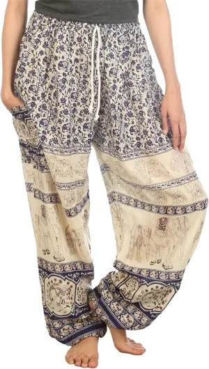 LOFBAZ Harem Pants for Women S-4XL Plus Elephant Yoga Boho Beach Lounge PJs