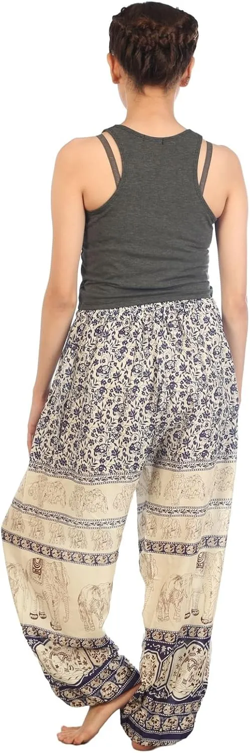 LOFBAZ Harem Pants for Women S-4XL Plus Elephant Yoga Boho Beach Lounge PJs