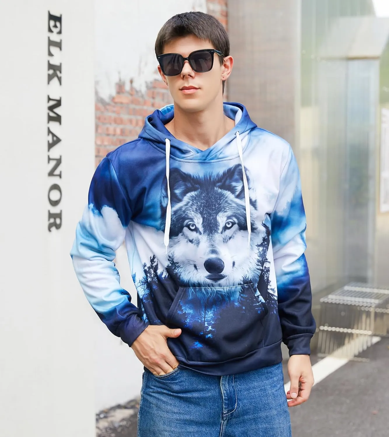 Loveternal Mens Womens Fleece Liner Hoodies Novelty Graphic Pullover Hooded Sweatshirts