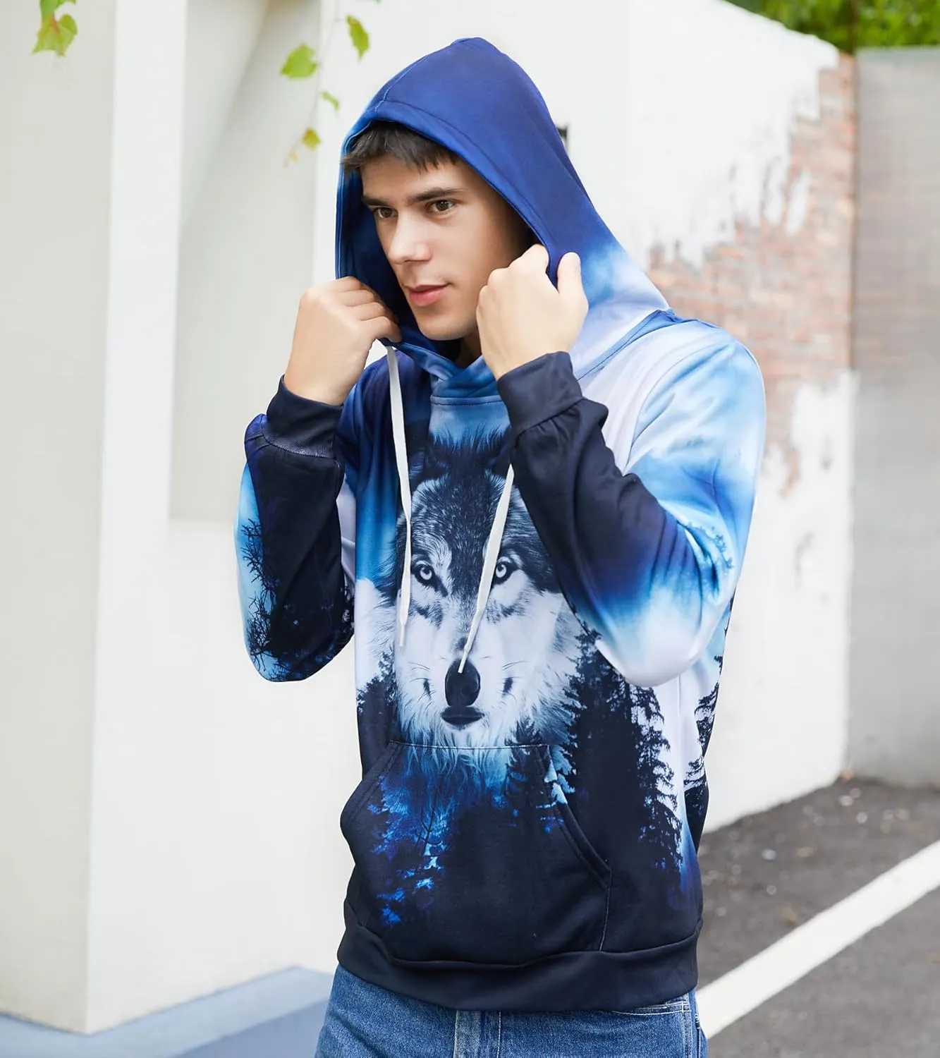 Loveternal Mens Womens Fleece Liner Hoodies Novelty Graphic Pullover Hooded Sweatshirts