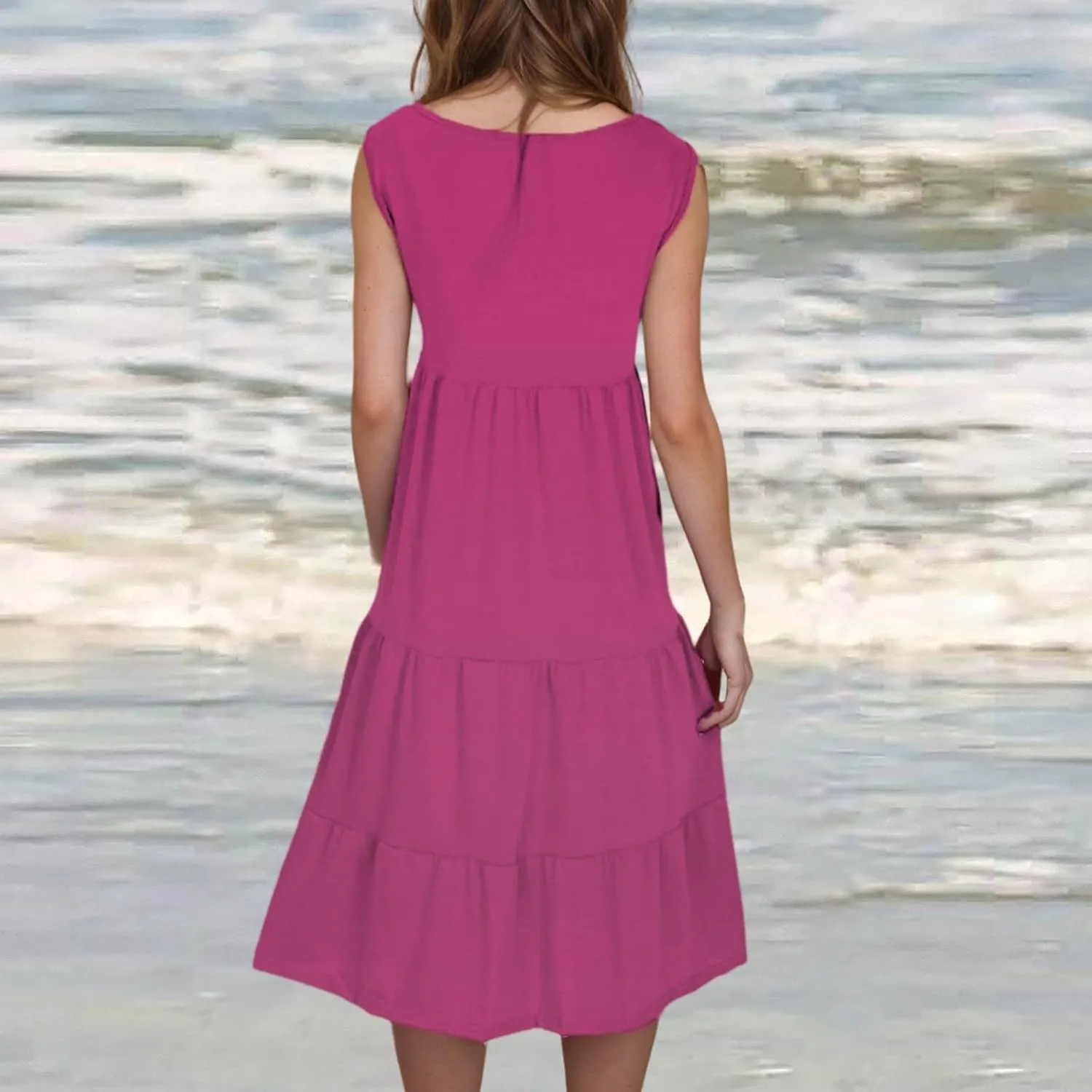 LRMQS Summer Dresses for Women 2025 Vacation Plus Size Hawaiian Sun Dress Knee Length Tank Sundresses Casual Beach Cover ups