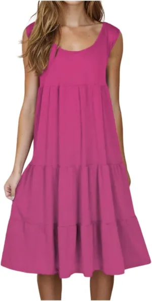 LRMQS Summer Dresses for Women 2025 Vacation Plus Size Hawaiian Sun Dress Knee Length Tank Sundresses Casual Beach Cover ups