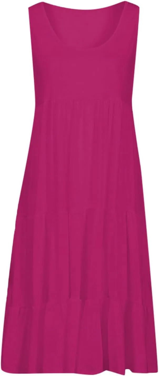 LRMQS Summer Dresses for Women 2025 Vacation Plus Size Hawaiian Sun Dress Knee Length Tank Sundresses Casual Beach Cover ups