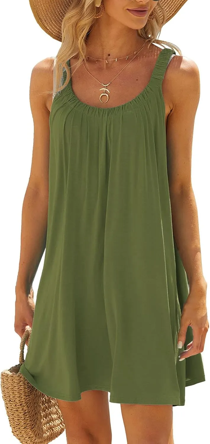 LRMQS Womens Summer Dresses Casual 2025 Vacation Beach Cover ups Sundresses Hawaiian Spring Tank Short Dress Resort Wear