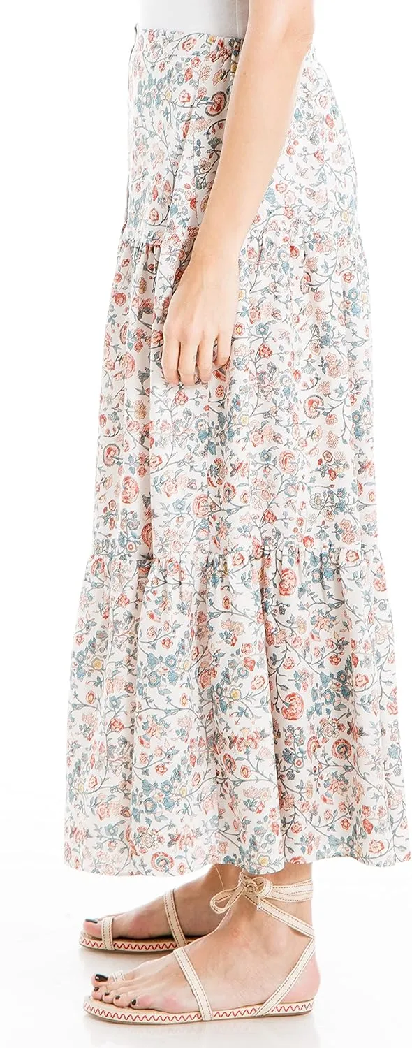 Max Studio Women's Button Front Tiered Midi Skirt