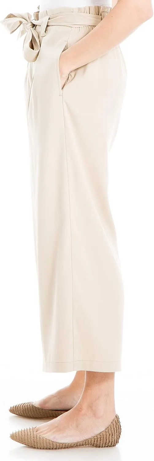 Max Studio Women's Twill Cropped Wide Leg Pant