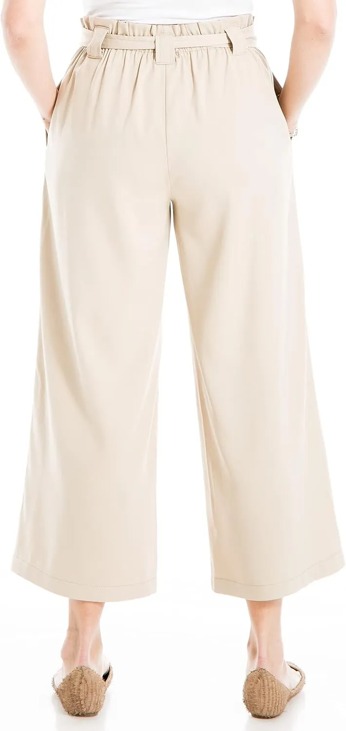 Max Studio Women's Twill Cropped Wide Leg Pant