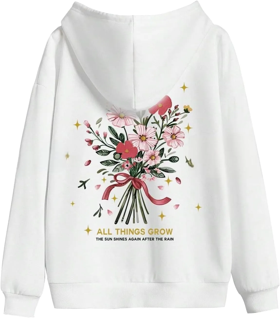 Meiweileya Womens Y2k Oversized Graphic Flower Printed Preppy Hoodies Palm Letter Aesthetics Jacket