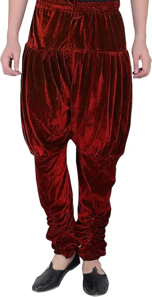Men Harem Pants Velvet Elastic Waistband Handmade Wedding Festive Party Wear