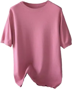 Men Knitted O-Neck Short Sleeve Tee Solid Color Thin Undershirt Tops T-Shirt