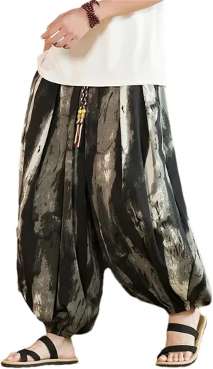 Men Wide-Leg Pants Retro Harem Hiphop Street Beat Casual Pants Jogging Trousers