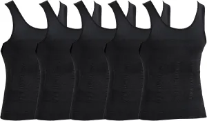 Mens 5 Pack Body Shaper Vest Slimming Tummy Control Undershirt Tight Compression Shirt Tank Top Shapewear