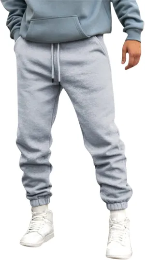 Mens Autumn and Winter High Street Fashion Loose Pants Fleece Lined Sweatpants Active Outdoor Sports Jogger Pants