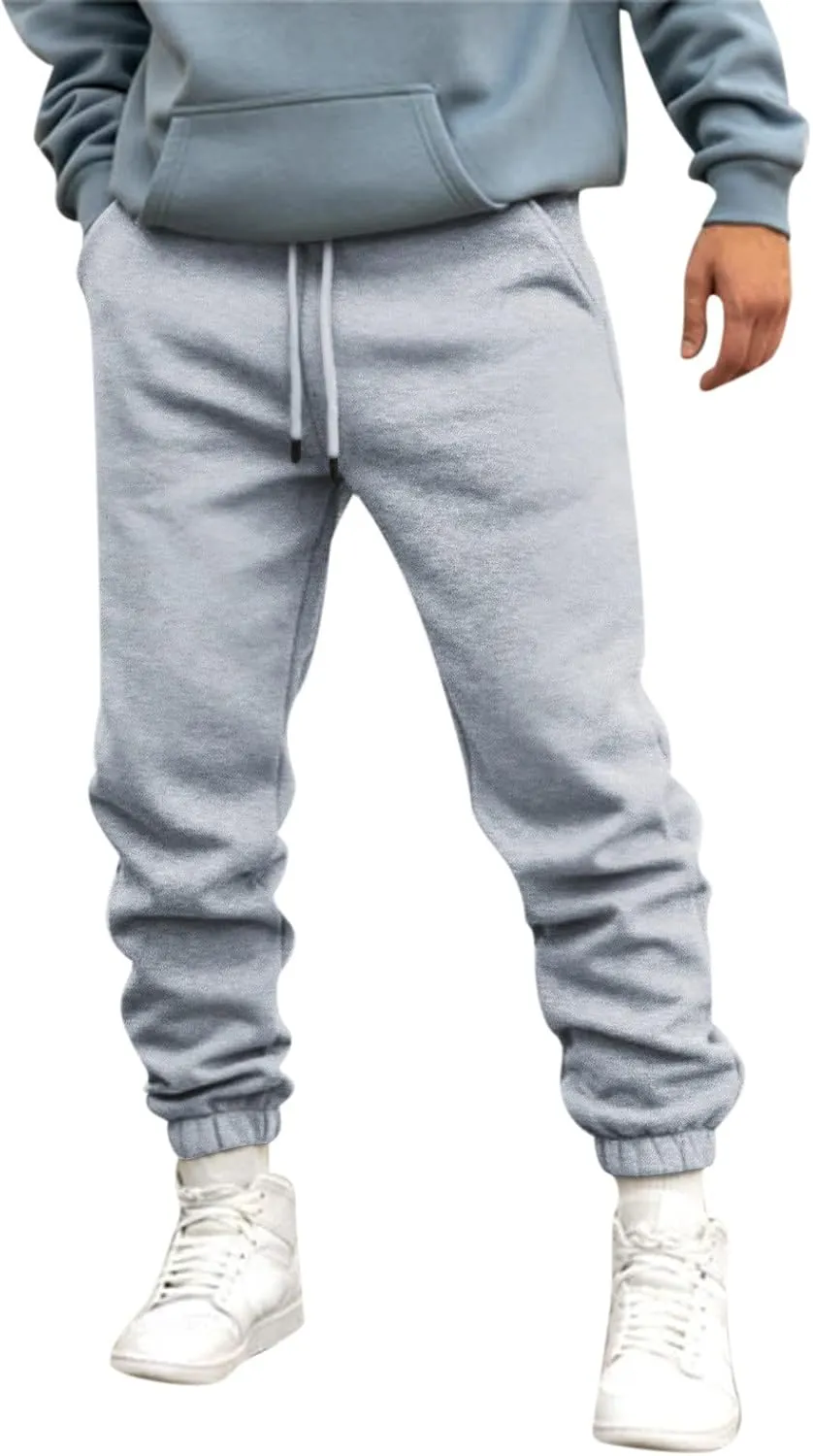 Mens Autumn and Winter High Street Fashion Loose Pants Fleece Lined Sweatpants Active Outdoor Sports Jogger Pants