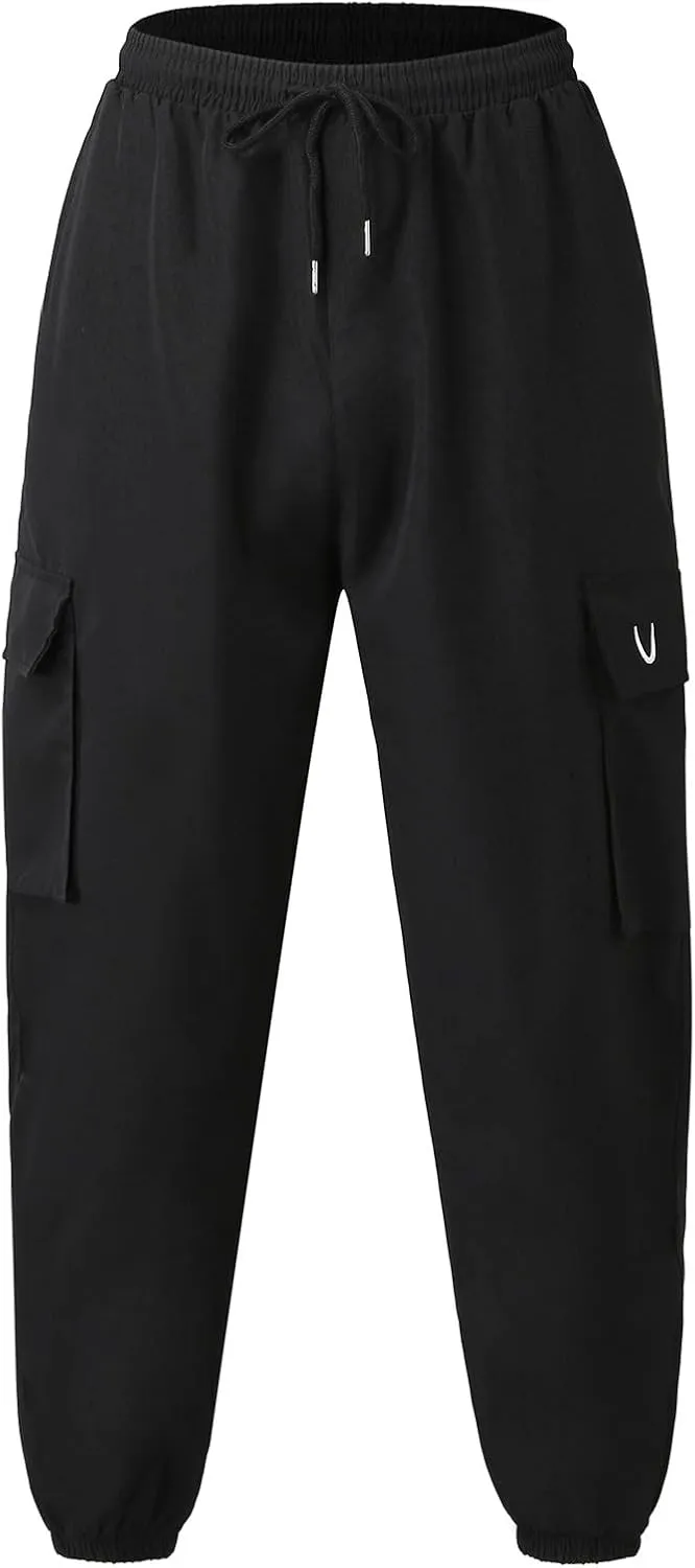 Men's Causal Cargo Pants Sports Pants Trousers Loose-Fit Classic Comfy Daily Wear with Multi-Pocket Hiking Joggers