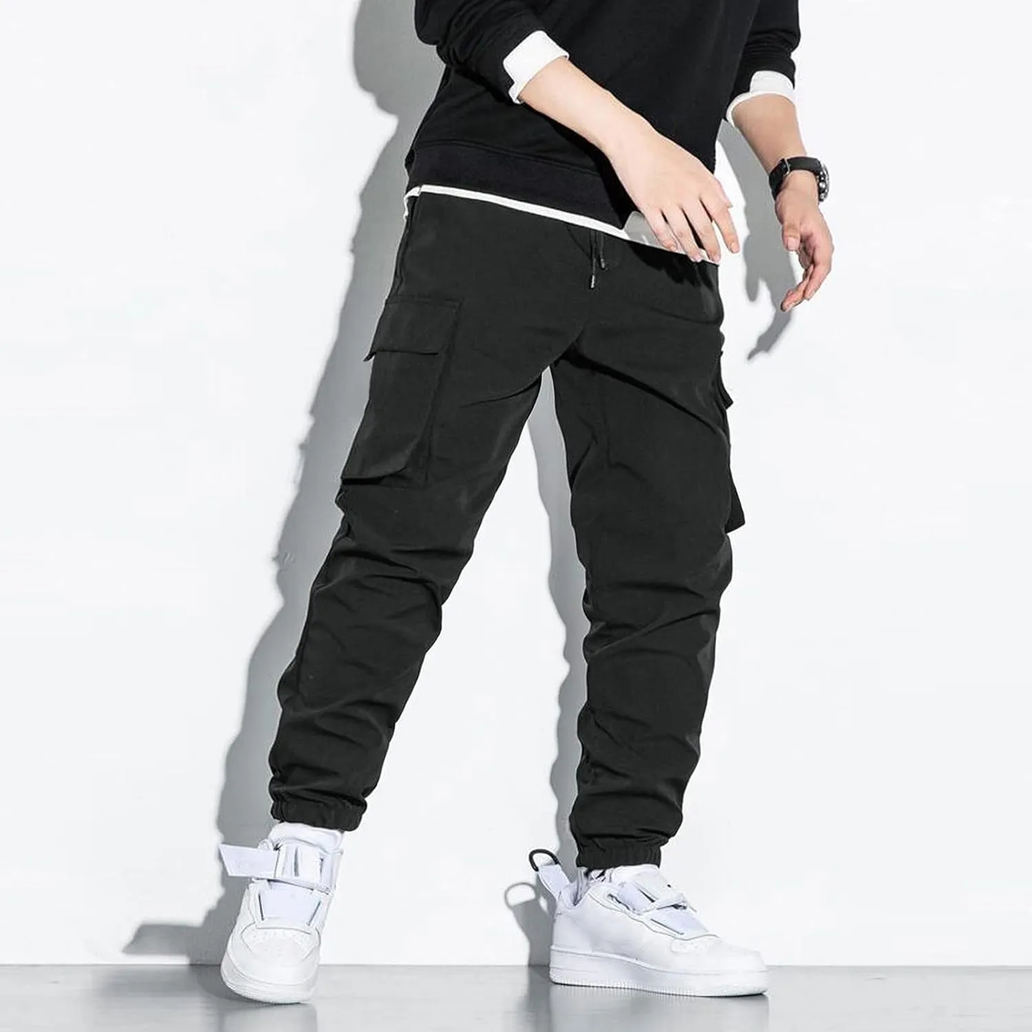 Men's Causal Cargo Pants Sports Pants Trousers Loose-Fit Classic Comfy Daily Wear with Multi-Pocket Hiking Joggers