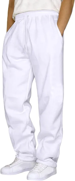 Men's Cotton Sweatpants Elastic Waist Joggers Workout Sport Pants Fall Winter Long Trousers with Pockets