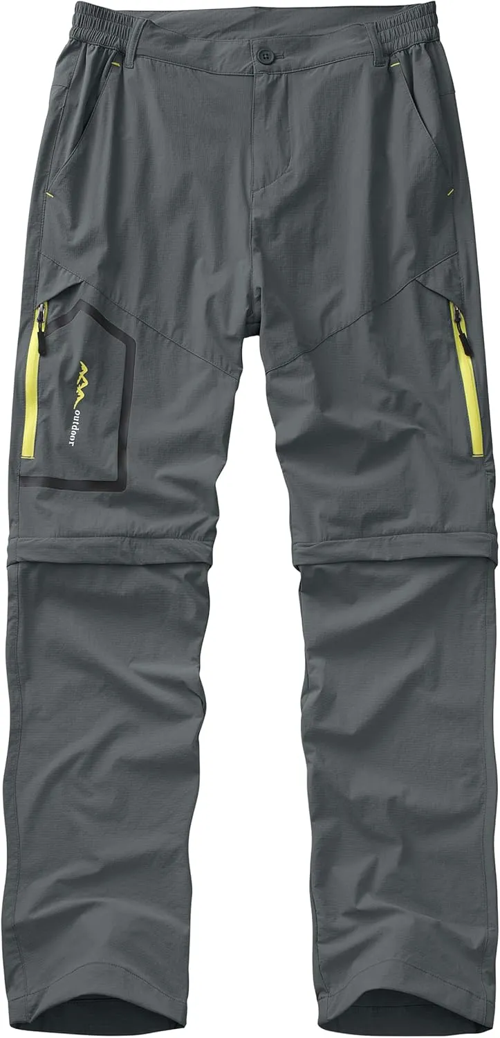 Mens Hiking Pants Convertible Quick Dry Lightweight Zip Off Outdoor Fishing Safari Pants