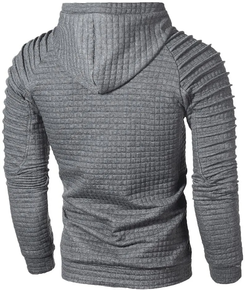 Mens Hoodies Pullover Men's Contrast Raglan Long-Sleeve Pullover Blend Fleece Hoodie with Kanga Pocket Sweatshirts Tops