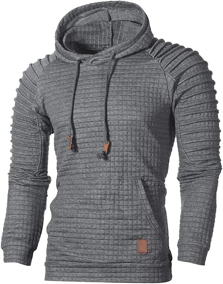 Mens Hoodies Pullover Men's Contrast Raglan Long-Sleeve Pullover Blend Fleece Hoodie with Kanga Pocket Sweatshirts Tops