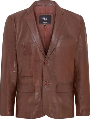 Mens Leather Blazer Soft Real Italian Leather Fitted Vintage Jacket Coat