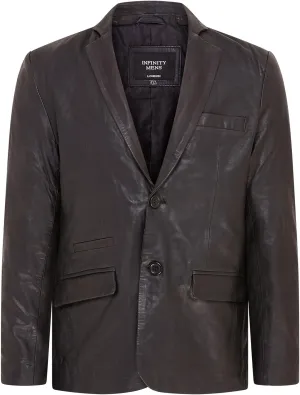 Mens Leather Blazer Soft Real Italian Leather Fitted Vintage Jacket Coat