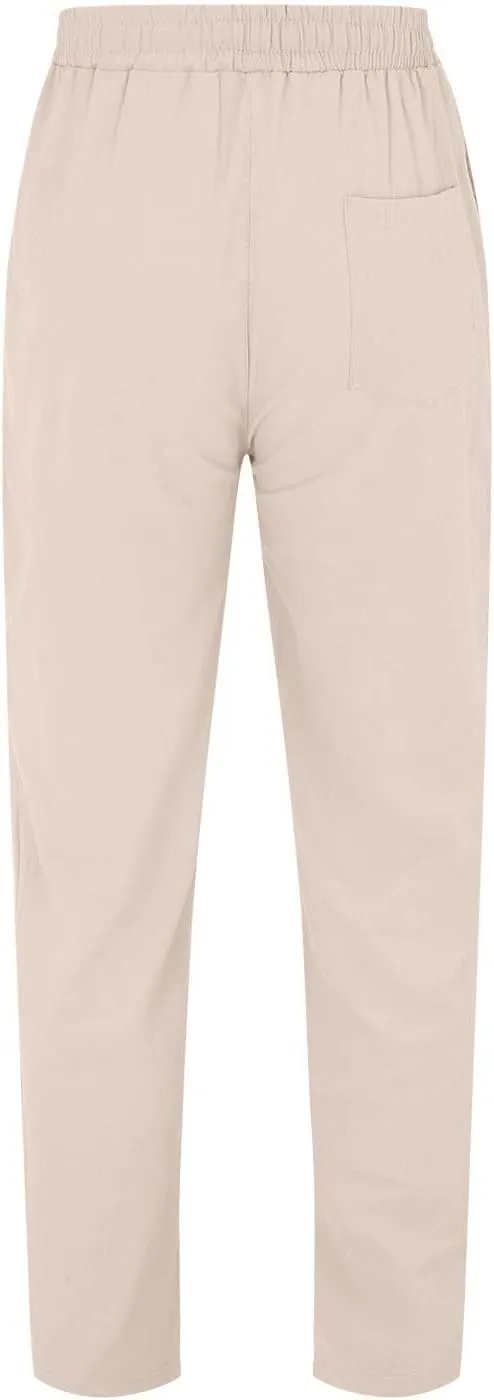 Men's Linen Pants, Casual Lightweight Beach Summer Pants Elastic Waist Workout Slim Fit Trousers, Sweatpants for Mens