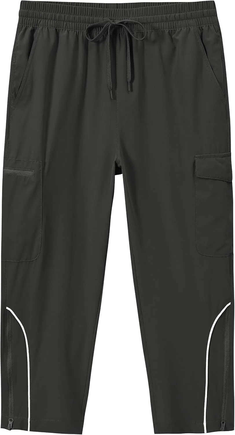 MoFiz Capri Pants for Women Lightweight Casual Summer Trip Loose Shorts with Zipper Pockets