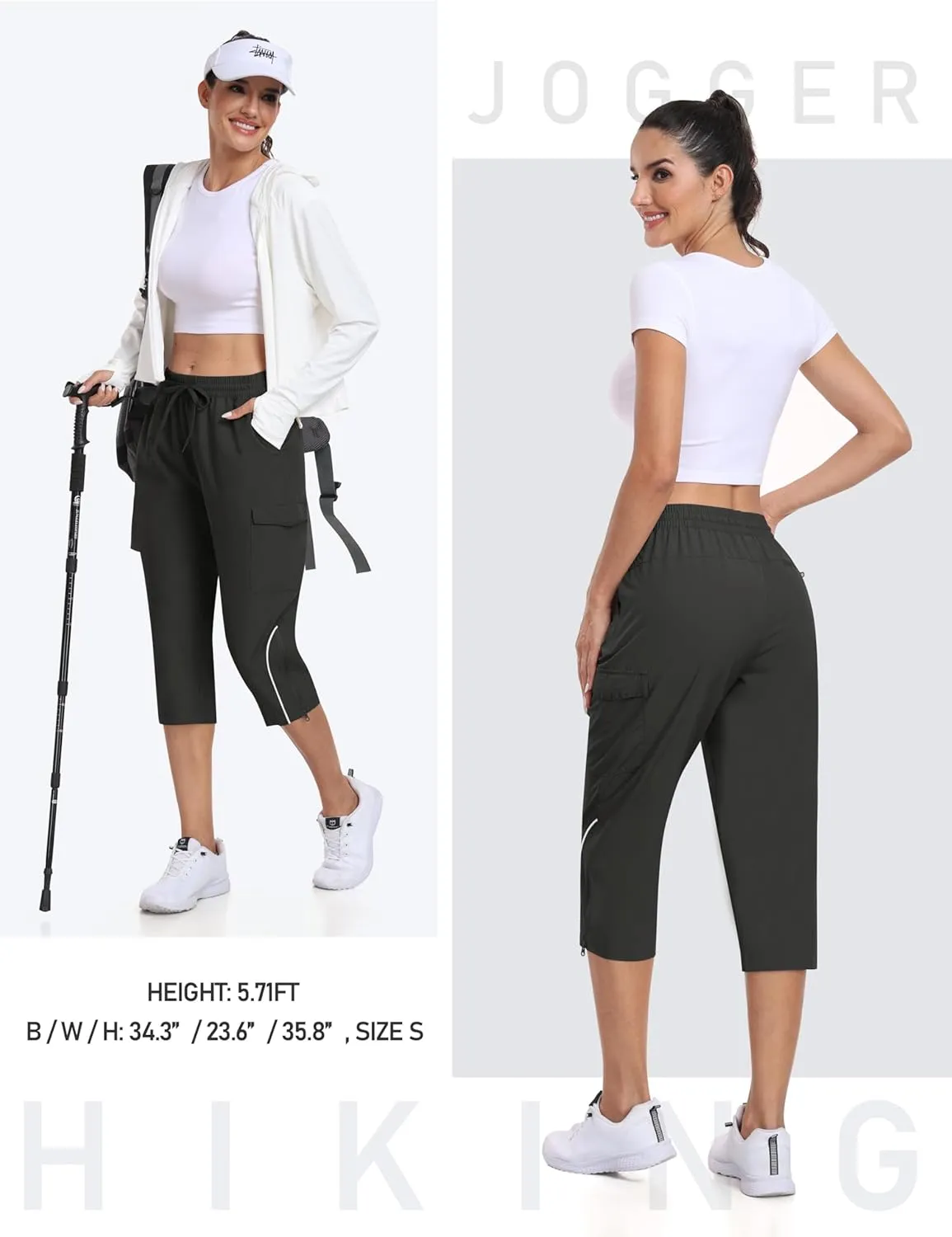 MoFiz Capri Pants for Women Lightweight Casual Summer Trip Loose Shorts with Zipper Pockets