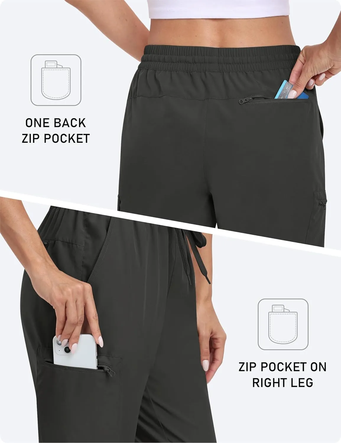 MoFiz Capri Pants for Women Lightweight Casual Summer Trip Loose Shorts with Zipper Pockets