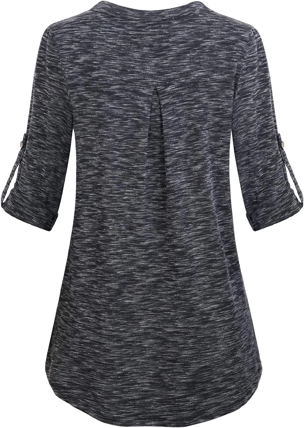 MOQIVGI Womens Roll Tab Sleeve V Neck Plaid Shirts Trendy Casual Checkered Blouse Tops