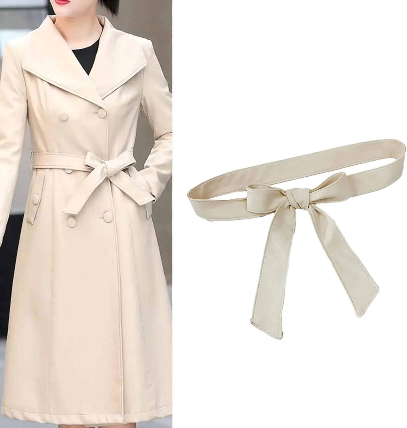 Muloo Women Trench Coat Belt Overcoat Waist Belt Coat Belt Replacement Belt For Trench Coat Men Trench Coat Belt Replacement, Approx. 175cm/68.90in, Black