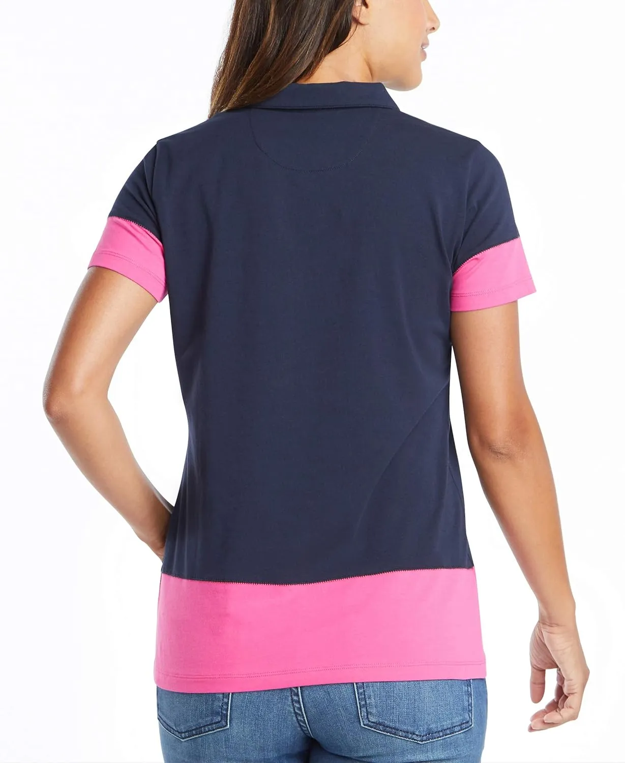 Nautica Women's Toggle Accent Short Sleeve Soft Stretch Cotton Polo Shirt