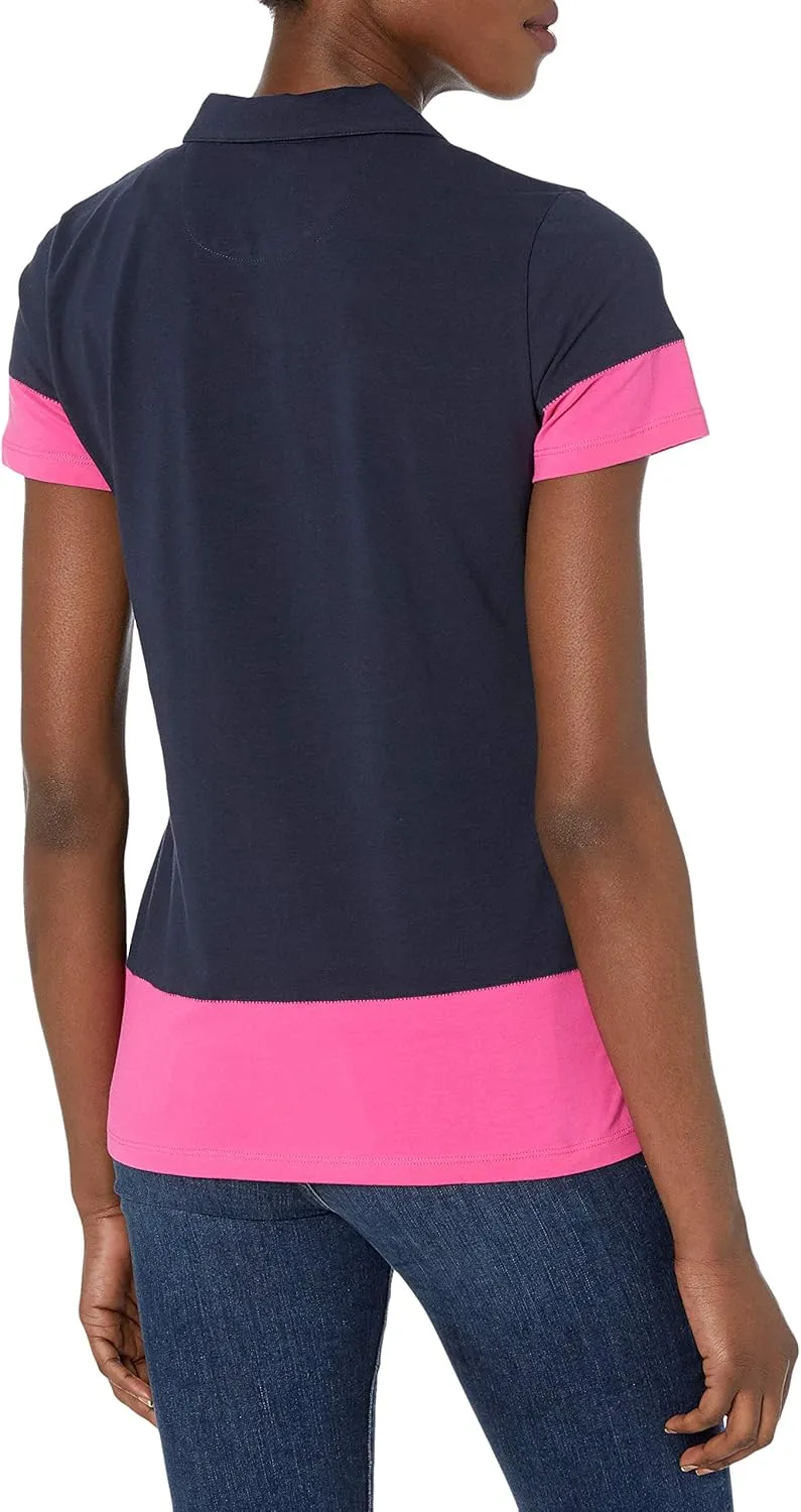 Nautica Women's Toggle Accent Short Sleeve Soft Stretch Cotton Polo Shirt