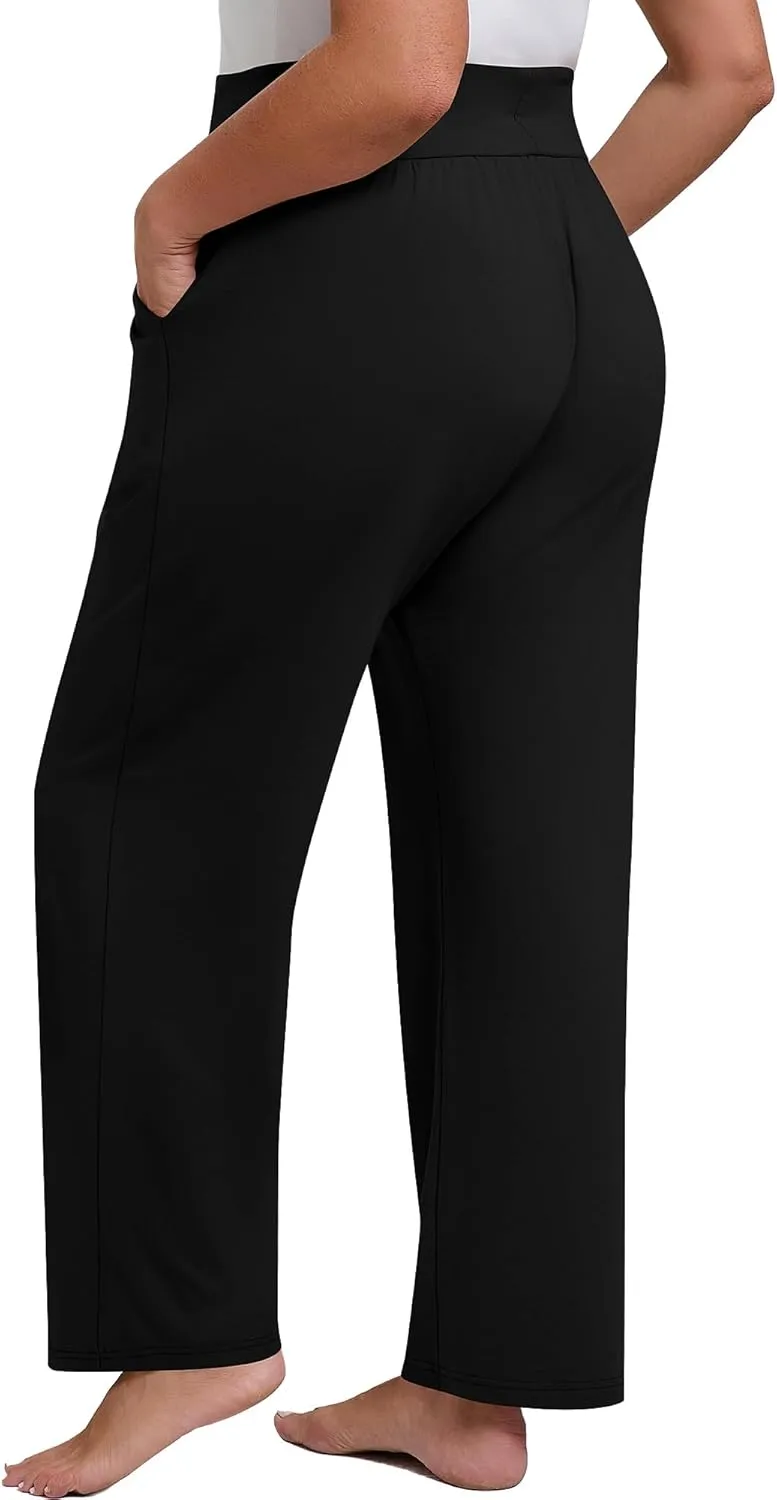 Neer 3 Pack Women's Plus Size Lounge Pants, Wide Leg Yoga Pants Baggy Drawstring Sweatpants with Pockets Casual Loose Jogger
