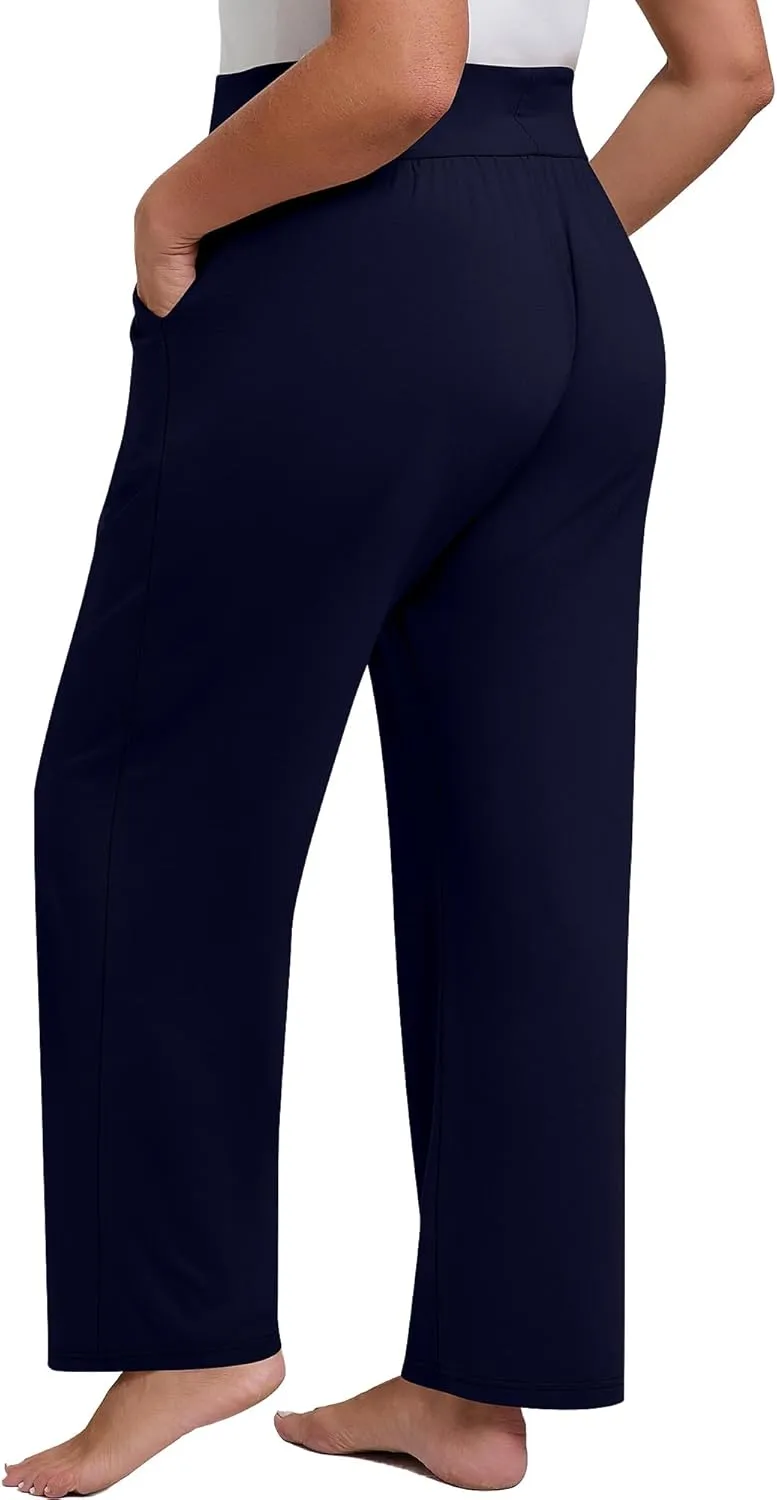 Neer 3 Pack Women's Plus Size Lounge Pants, Wide Leg Yoga Pants Baggy Drawstring Sweatpants with Pockets Casual Loose Jogger