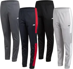 New Balance Boys Sweatpants - 4 Pack Active Tricot Boys Joggers Athletic Pants with Pockets, Kids Activewear Clothes (4-20)