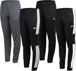 New Balance Boys Sweatpants - 4 Pack Active Tricot Boys Joggers Athletic Pants with Pockets, Kids Activewear Clothes (4-20)