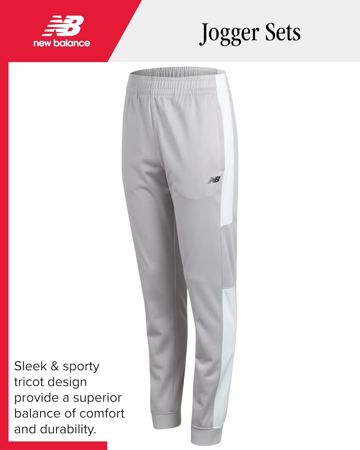 New Balance Boys Sweatpants - 4 Pack Active Tricot Boys Joggers Athletic Pants with Pockets, Kids Activewear Clothes (4-20)