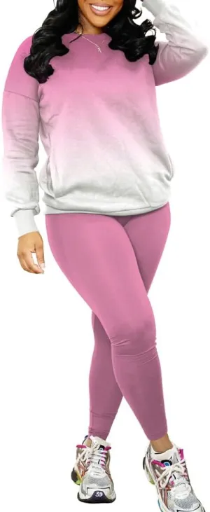 Nimsruc 2 Piece Outfits For Women Sweatsuits Sets Casual Long Sleeve Pullover Jogger Sweat Pants Set With Pocket