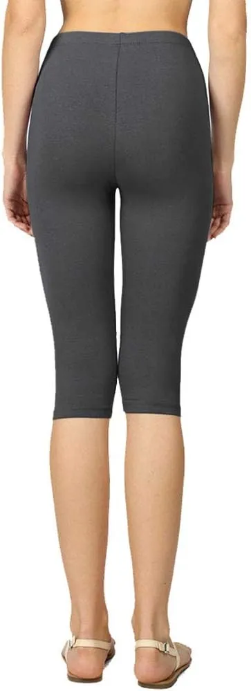 NioBe Clothing Womens High Waist Basic Solid Cotton Soft Capri Leggings