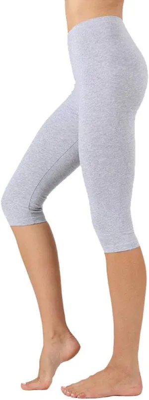 NioBe Clothing Womens High Waist Basic Solid Cotton Soft Capri Leggings
