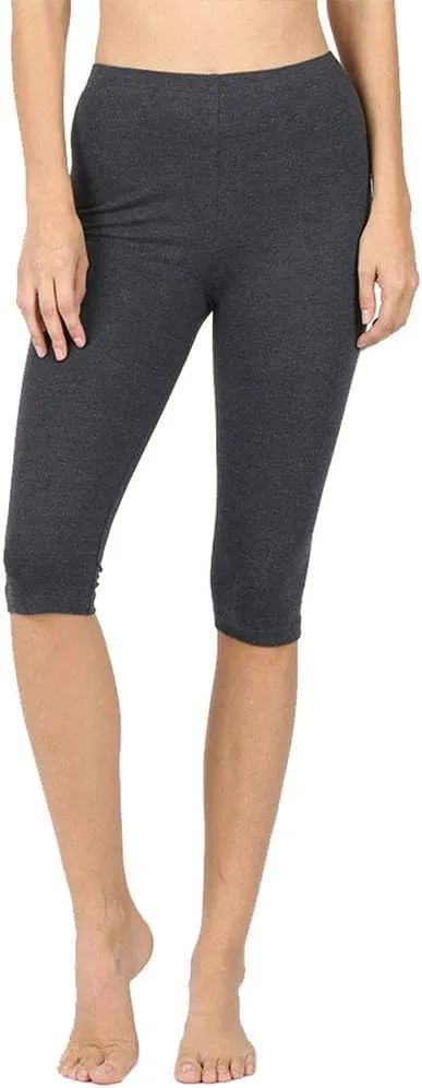 NioBe Clothing Womens High Waist Basic Solid Cotton Soft Capri Leggings