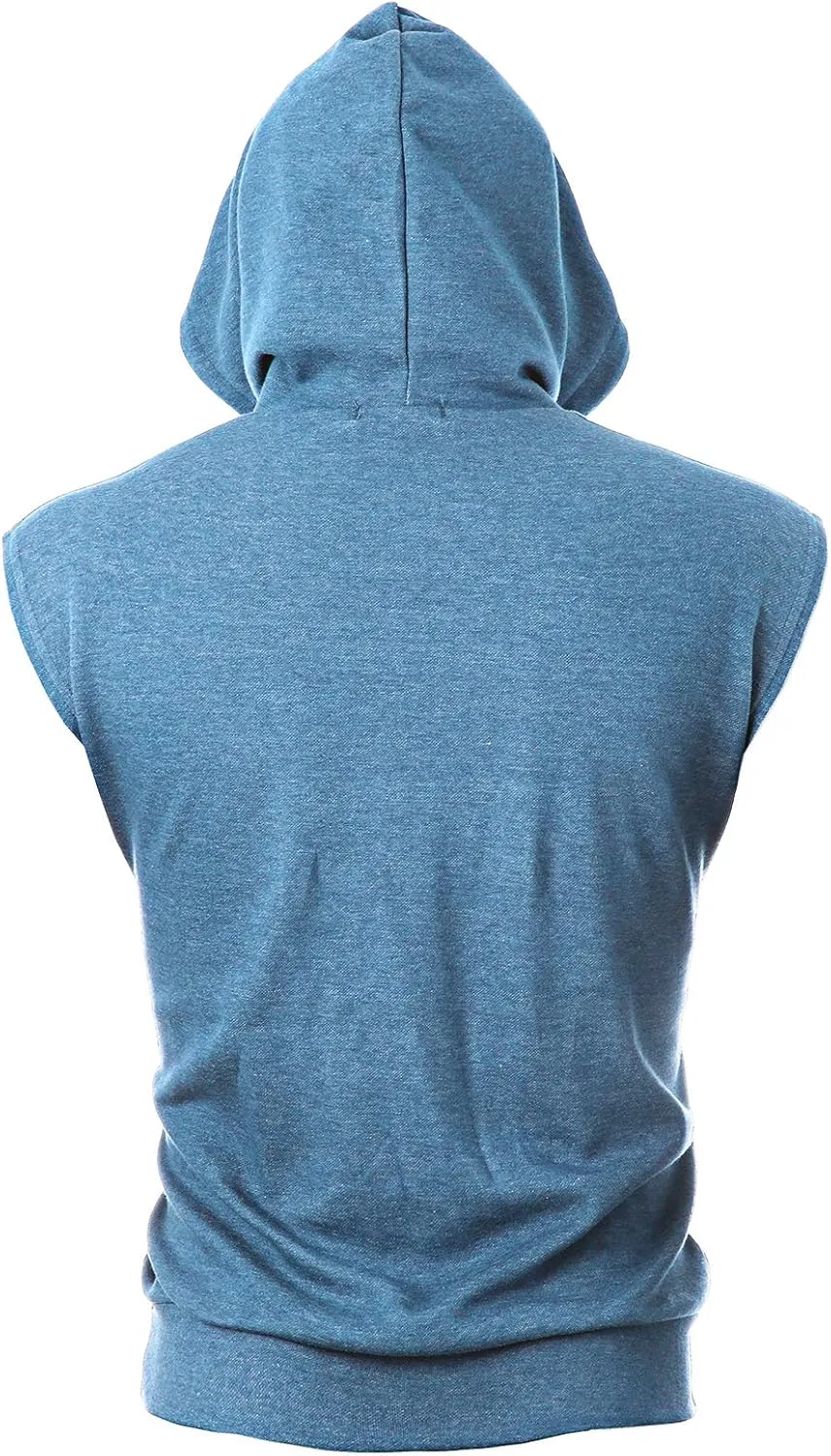 Ohoo Men's Workout Hooded Tank Tops Muscle Cut Off Sleeveless Gym Hoodies