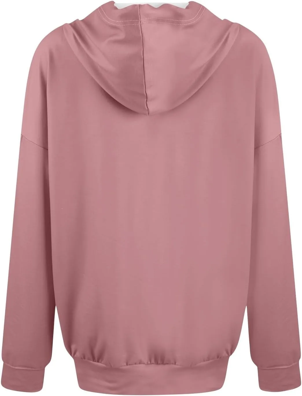 Oversized Hoodies for Women Button Down Drop Shoulder Drawstring Sweatshirt Ribbed Long Sleeve Tops with Pockets
