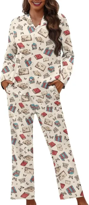 Pajama Sets for Women 2 Piece Womens Pjs Set Button Up Tops and Pants Size XS-4XL Sleepwear